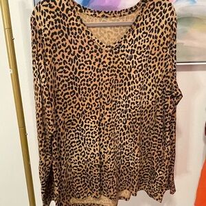 Lands' End Leopard Print Long Sleeve Top